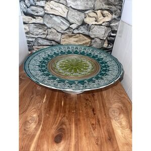 Decorative Cake Plate Moroccan Jewel Tone, Silver Decorative Centerpiece